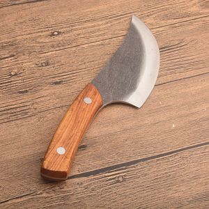 Couteau de Chef fabriqué à la main en chine, lame satinée en acier à haute teneur en carbone, manche en bois, lames fixes, couteaux droits