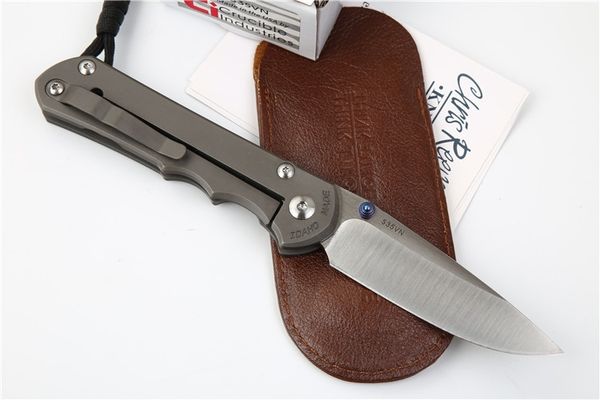 Offre Spéciale Chris Reeve Couteaux Grand Sebenza 25 Couteau Pliant S35vn Pointe De Satin Lame En Satin CNC TC4 Manche En Titane Avec Gaine En Cuir