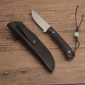 Speciale aanbieding G2379 Survival Rechte mes 7cr13mov Drop Point Satin Finish Blade Full Tang ebony handvat Outdoor Camping Hunting Fixed Blade Messen