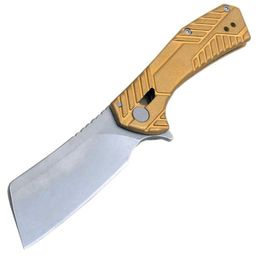 Offre spéciale K6445 Couteau pliant Flipper 8Cr13Mov Lame Tanto revêtue de titane gris Or Poignée en acier inoxydable Roulement à billes Couteaux pliants avec boîte de vente au détail