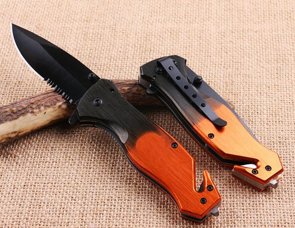 Oferta especial KS027A Cuchillo plegable Flipper 440C 58HRC Navajas de bolsillo EDC de hoja dentada negra con paquete de caja al por menor