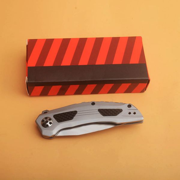 Offre spéciale KS5510 Couteau pliant Flipper D2 Lame satinée CNC Acier inoxydable / Poignée en fibre de carbone Roulement à billes Couteaux de poche EDC à ouverture rapide avec boîte de vente au détail