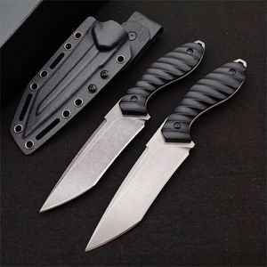 Oferta especial M2 Survival Straight Knife VG10 Stone Wash Blade Full Tang Black G10 Mango Cuchillos de hoja fija con Kydex