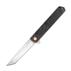 Speciale aanbieding M3052 Flipper-zakmes D2 Stone Wash Tanto Point-lemmet CNC-koolstofvezel met stalen handgreep Kogellagerring Outdoor EDC-zakmessen