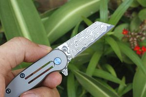 Speciale aanbieding mini kleine sleutelhanger flipper vouwmes VG10 damascus stalen mes tc4 titanium legering handgreep kogellager messen