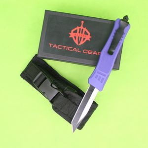 Remise Chaude Mini couteau tactique automatique violet de 7 pouces 616, lame bicolore noire 440C, manche en alliage de Zinc et d'aluminium, couteaux de poche EDC