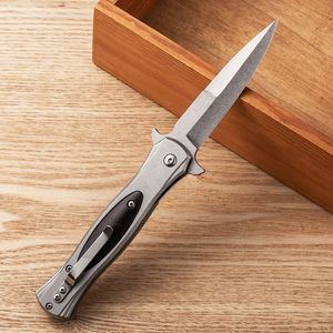 Speciale aanbieding R7226 Assisted Folding Knife 3Cr13Mov Satijnen mes Wood met roestvrijstalen plaathandgreep Outdoor EDC Pocket Tactical Knives