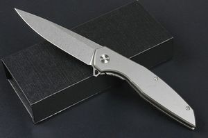 Oferta especial R8124 Flipper cuchillo plegable D2 hoja de recubrimiento de titanio gris CNC TC4 mango de aleación de titanio rodamiento de bolas EDC cuchillos de bolsillo