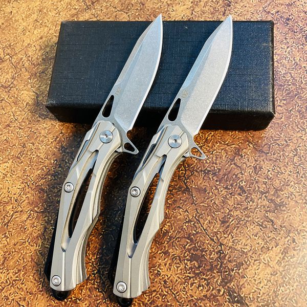 Offre spéciale S7201 Petit couteau pliant Flipper D2 Stone Wash Tanto Lame Poignée en acier inoxydable Roulement à billes Dossier à ouverture rapide Couteaux de poche EDC