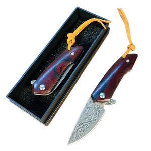 Offre spéciale S7220 Flipper Pliage Couteau Damas Point de goutte en acier Blade Rosewood Handle Edc Pocket pliing Gift Couteaux Outdoor Outils