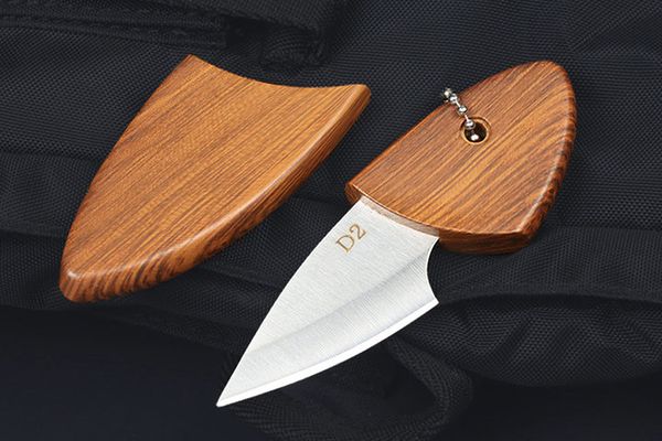 Offre spéciale petit couteau de poche EDC D2 lame satinée manche ABS couteaux porte-clés équipement de plein air pour Camping randonnée