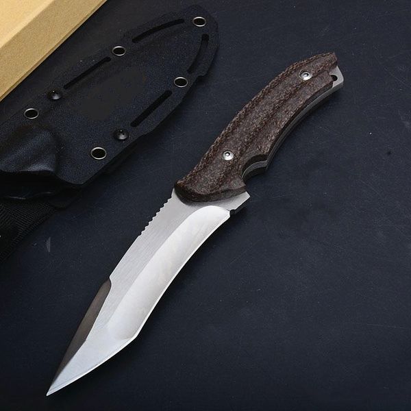 Oferta especial, cuchillo de caza táctico para exteriores con hoja fija, cuchillas de AUS-8, mango de cáñamo, cuchillos rectos de supervivencia