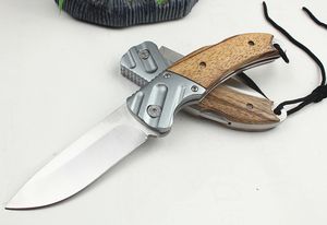 Offre spéciale couteau pliant de survie 440C Drop Point lame en satin manche en bois de zèbre EDC couteaux de poche avec sac en Nylon