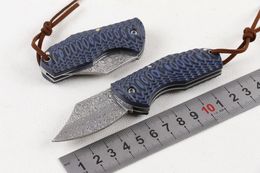 Speciale aanbieding ZWEDEN DAMASCUS SEEL Small Pocket Folding Mes Blue G10 Handvat Outdoor Survival Tactical Messen