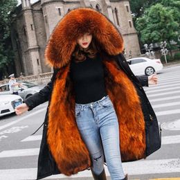 Offre spéciale manteau de fourrure d'hiver femmes veste épaisse chaude Parka col réel à capuche vêtements d'extérieur pour femmes