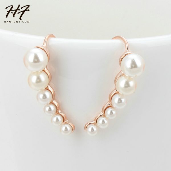 Boucles d'oreilles manchette d'oreille en forme de pois spéciaux pour femmes couleur or blanc Imitation perle bijoux de mode cadeau de noël E499 E504