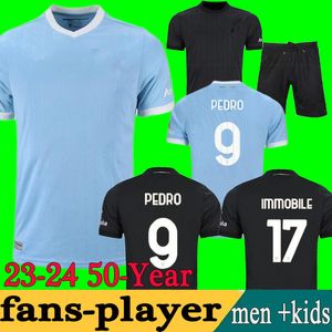 23 24 50 años aniversario Jerseys de fútbol Lazio 50th 2023 2024 Immobile Luis Bastos Sergej Badelj Lucas J.Correa Zaccagni Marusic Hombres Kit Kit Kit Camisa de fútbol