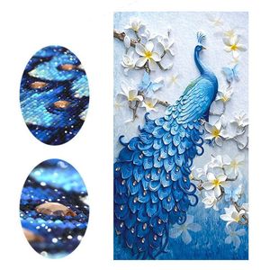 Peinture diamant thème paon, broderie 5D en forme spéciale, strass complets, à faire soi-même, point de croix, mosaïque, décor 306e