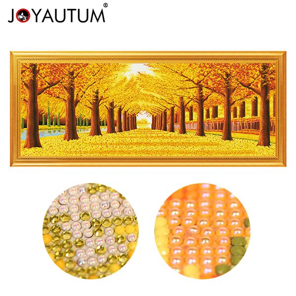 Peinture de diamant en forme spéciale Arbre de plancher d'or DIY 5D Foret complet Kit de point de croix rond Cristal Strass Arts Paysage Grand 201112