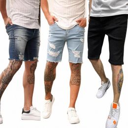 Shorts spéciaux Vêtements d'été effilochés Hommes Jean Shorts Pantalons courts attrayants au genou pour l'école P1UI #