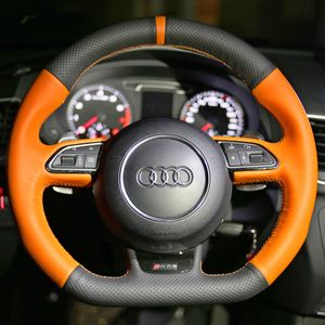 Housse de poignée de volant en cuir suédé cousu à la main, spécial pour Audi A4L A3 Q2l S3 S5 A7 TT