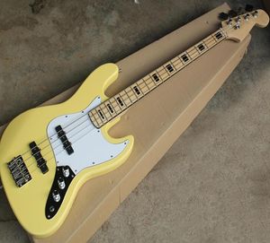 Special Yellow 4 Strings Electric Jazz Bass met witte PickguardMaple FeingboardCan worden aangepast als aanvraag8742381