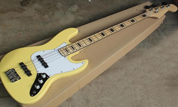 Basse de jazz électrique en jaune spécial avec pickguardmaple FinderboardCan être personnalisé comme demande8939578