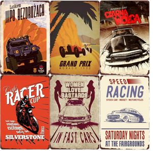 Speed ​​Racing Vintage Metal Tin Sign Garage Bar Cafe Home Wall Decor Cafe Racer Art Poster Motorfiets Plauqe schilderen 30x20cm W03