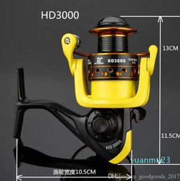 Snelheidsverhouding 5.2: 1 metalen spinning vissen Reel HD1000-7000 Spinning Reels Ocean Sea 15 Ice Fishing Tackle aluminium vissen 12 Axis K002