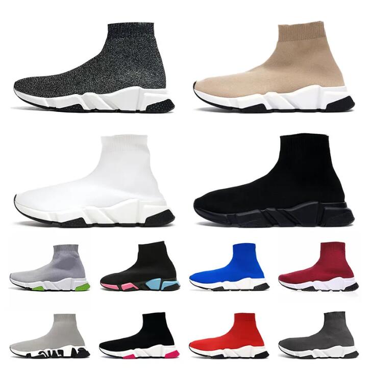 speed trainer 1.0 zapatos de calcetín zapatillas de plataforma de diseñador og 17fw vintage Negro Blanco Beige Graffiti para hombre mujer calcetines zapatillas de deporte casuales corredores 36-45