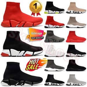 Speed Trainers 1.0 Chaussures décontractées Chaussettes bottes Vitesse de luxe 2.0 Mocassins à plateforme Semelle plate Graffiti Blanc Noir Rouge Beige Rose À lacets Tricot plat brillant pour hommes Bottines pour femmes