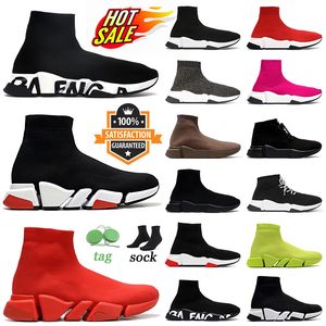 Baskets de vitesse Chaussettes Chaussures Designer Luxe Belenciaga 17fw Paris Hommes Femmes Baskets Chaussette 1.0 2.0 Runner Tennis Chaussure Plate-forme Semelle Plate Chaussette Entraîneur Dhgate