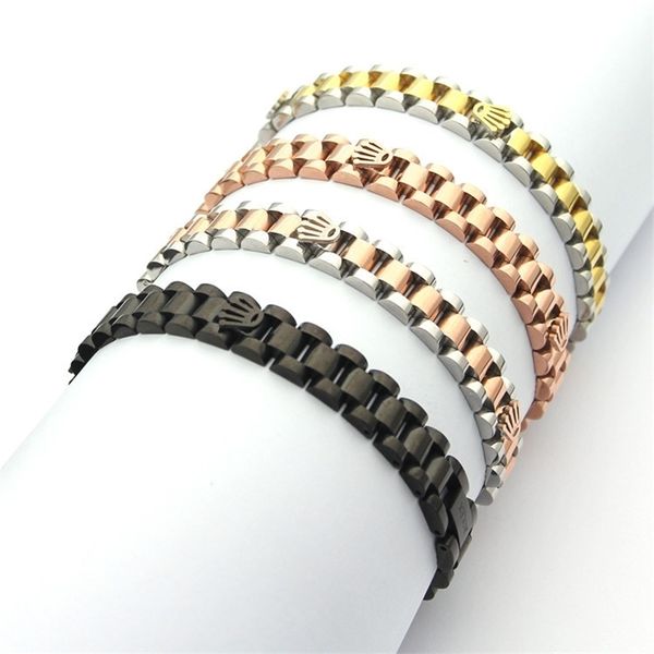 Compteur de vitesse Bracelets Bracelets Couronne En Acier Inoxydable Manchette Chaîne Lien Lunette Pulseiras Bijoux 220121