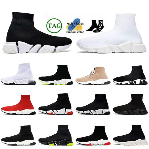 Speeds Luxury Designer Casual Chaussettes Chaussures Femmes Hommes Top Qualité Rouge Blanc Noir Caoutchouc Baskets Bas OG Baskets Plateforme Mocassins Marche 2.0 Tricot