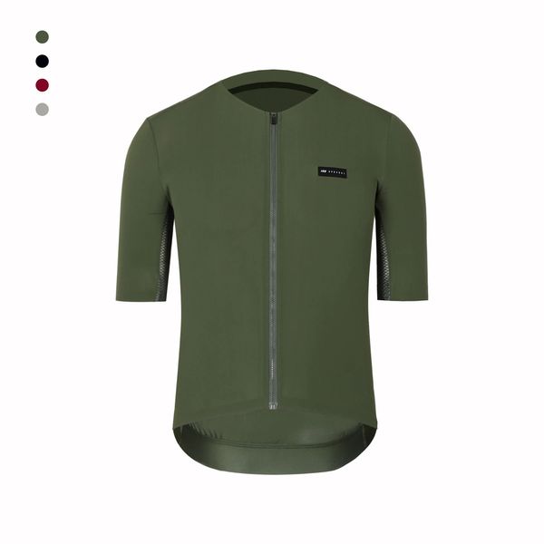 SPEXCEL Coldback tissu UPF 50 Pro Aero maillots de cyclisme à manches courtes sans couture sans col conception fermeture éclair poche vert 240325