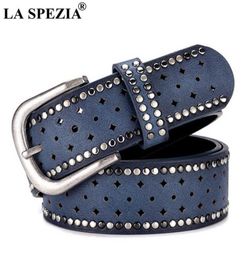 Spezia Pu ceinture en cuir femmes Rivet broche boucle ceintures pour pantalon femme marine Designer marque creux Rivet cuir meurt ceinture Q06259502606