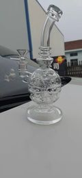 Sferisch gat waterpijpglas, Zwitserse percrecycler, waterpijp, olieboorbeeld douchekopfilter, volledige hoogte van 9,5 inch, cadeau: kwartskom + hoekkom