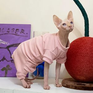 Sphynx chat vêtements doux polaire chaton chat pyjamas chaud animal chat combinaison sweats à capuche Costumes pour Sphinx Devon chat 240315