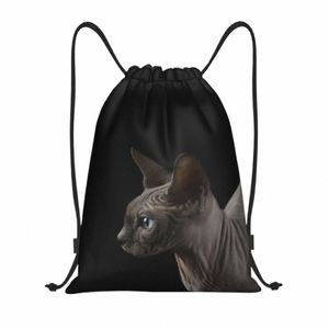 Sphynx Cat Drawstring Bolss Men Mujeres Foldables Sports Gym Sackpack Kitten Lover Shop mochilas T62V#