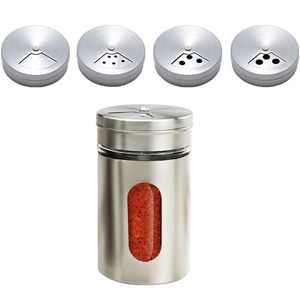 Spice Organizer Zout- en peperschudders met 3 verstelbare gietgaten roestvrijstalen kruidencontainer kruidenpotten shaker kdjk2301