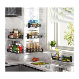 Spice Racks Keuken opslag roestvrijstalen wand gemonteerd kruidenrek geen ponskoestenstokken fles plankrekken 575 H1 drop dhqur dhqur