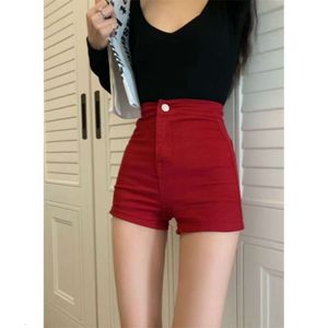 Spicy Girl High Taist Jeans Femme Retro Red Hip Wrap Shorts printemps / été coréen Edition Instagram portant un pantalon chaud de jambe droite 212