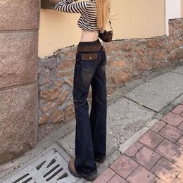 Spicy Girl Retro Micro Flare Jeans Femme Automne/Hiver Taille Haute Design Sense American High Street Floor Mopping Horseshoe Pantalon Tall and Tall