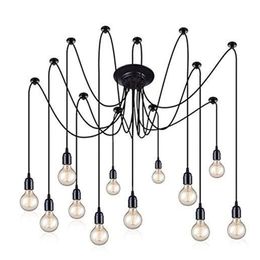 Lámpara de techo de araña, accesorio DIY E27 Edison, lámpara de araña, luces colgantes de Metal, luces colgantes Retro Chic para sala de estar