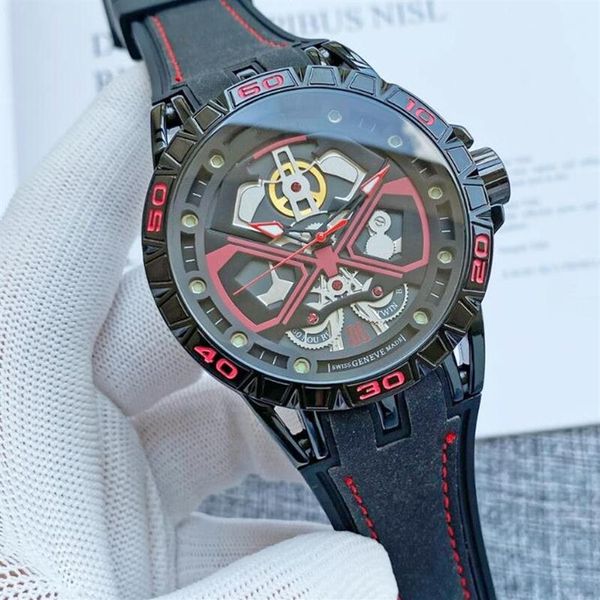 Reloj de lujo con diseño de araña para hombre, esfera grande, relojes suizos de Ginebra para hombre, reloj de pulsera de cuarzo para hombre de alta calidad, rojo, azul, negro, roge253a