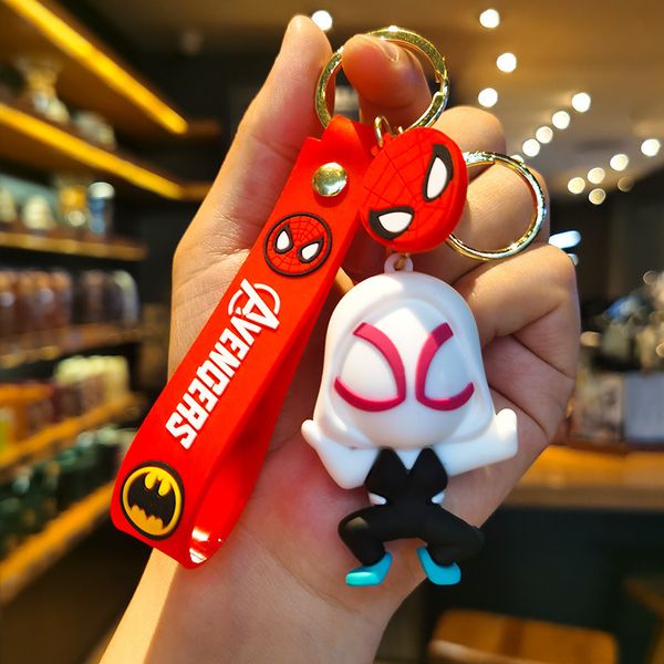 Llavero de muñecas de muñeca Spider Doll Silicone Keychain Avengers Superhéroe Iron Man Keychain de coches para hombres accesorios de mochila de mochila