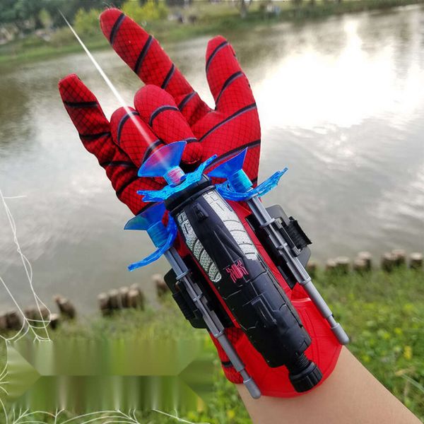 Lanzador de armas Spider Hero, juguete para niños, bala suave, tecnología negra, se pueden lanzar guantes giratorios