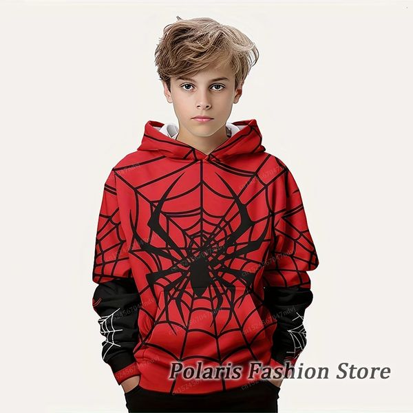 Spider Sweat à capuche pour enfants à manches longues pull pull garçons filles vêtements automne hiver sweats animaux homme cadeaux de Noël 240227