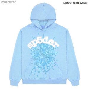 Spider Hoodie Mens Hoodies Sweatshirts Sky Blue SP5Der Hoodie Men 555555 Women Hoge kwaliteit Angel Number Puff Pegy Pastry Druk Graphic Spider Web 8JGB