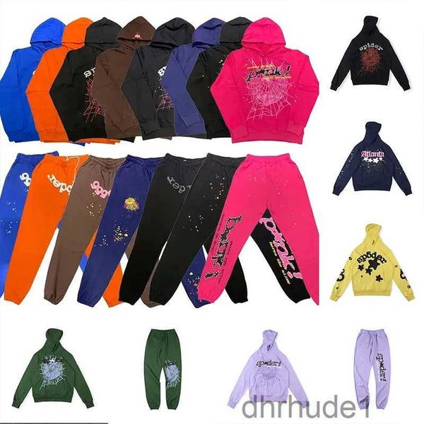 Sudaderas con capucha de araña Pink Spider 555555 Chándales para hombre Conjuntos de diseñador Sudadera con capucha Pantalones Chaqueta Sudadera informal Sp5der Young Thug Set Joggers Impresión Sudadera 5P6D